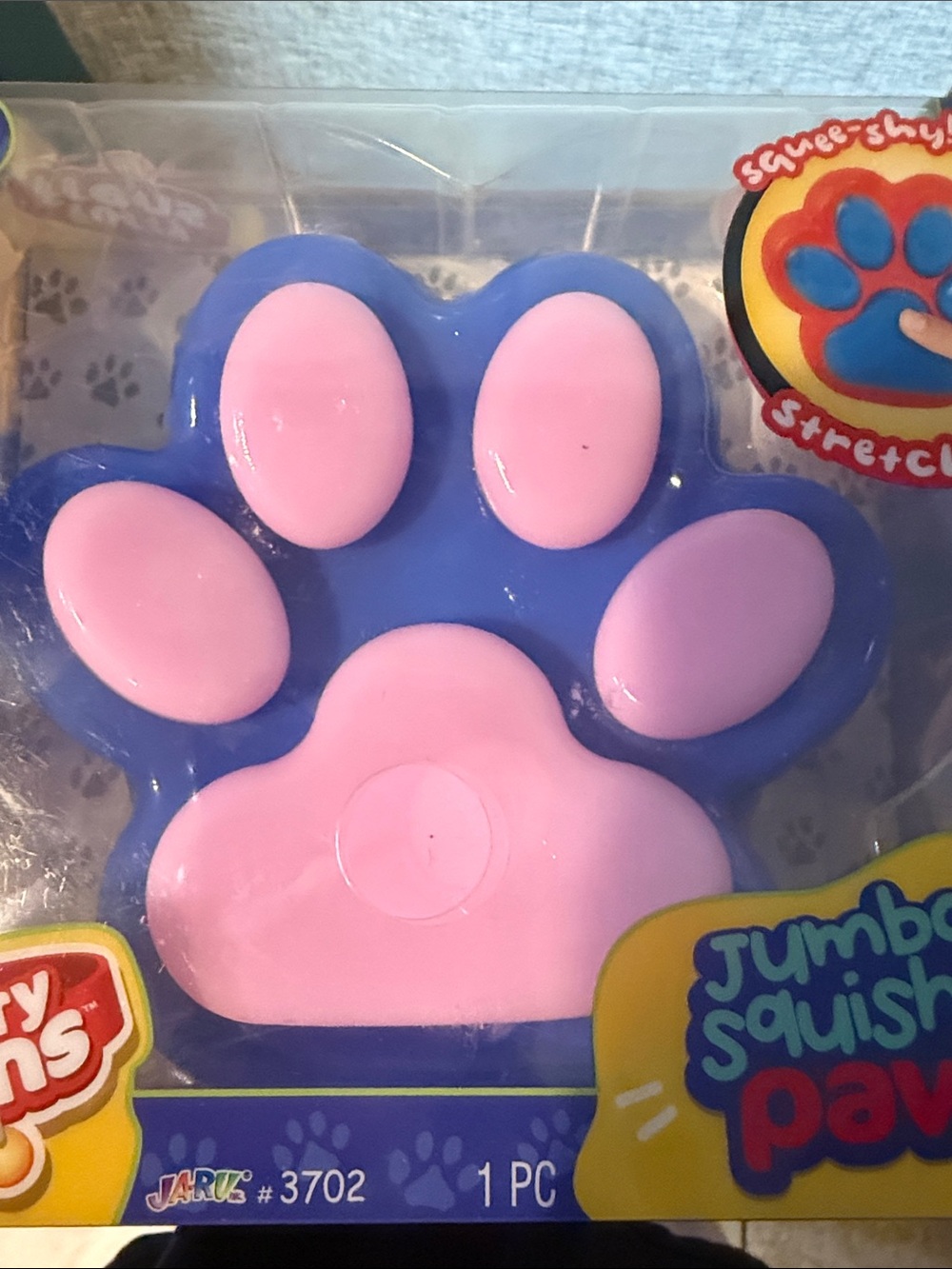 2/$25 Furry frens Jumbo Squishy Paw Stress Toy - purple & pink